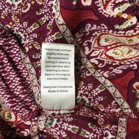 Le Salty Label Maxi Dress Boho Gypsy Button Front V Neckline Short Sleeves - Picture 9 of 10